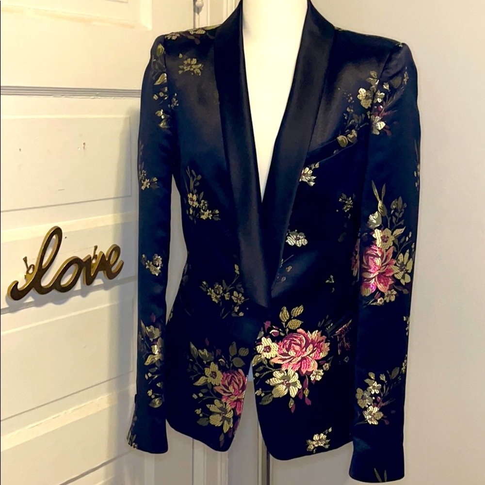 Zara Floral Tuxedo Blazer w/ Lapels